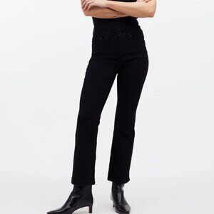 Madewell Kick Out Crop Jeans Black Rinse Wash Mid Rise Size 24 Super Stretch